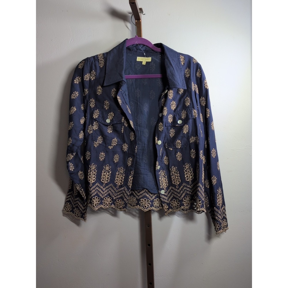 Ruby Yaya Sardinia Jacket/Shirt Blue & Gold  Embellished Medium‎